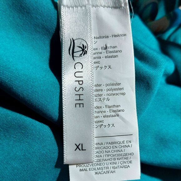 NWOT Cupshe Women's Sunny Flower Ruffled Lace-Back 1-Piece Swimsuit Teal Size XL - Picture 11 of 14